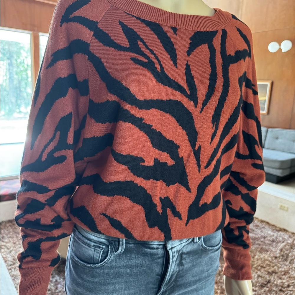 Express Women's Zebra Animal Print Batwing Sweater